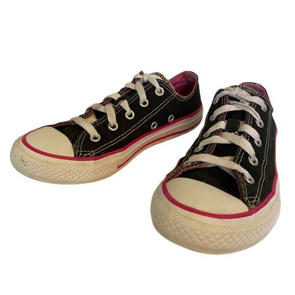 Converse All Star Black Pink Sneakers Size 1 - Picture 1 of 9